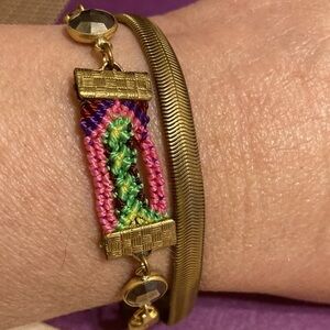 Catherine Page gold tone and macrame double strand bracelet